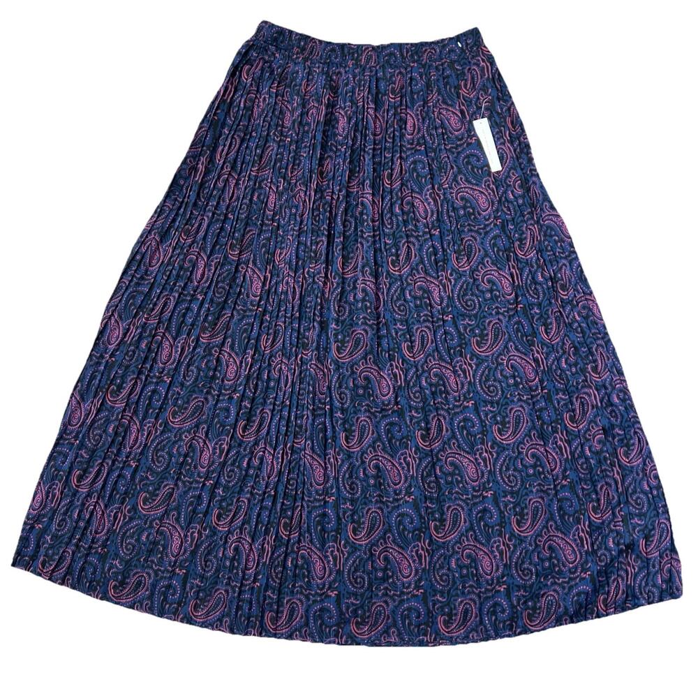Modcloth NEW Pleated metallic striped paisley floral maxi‎ skirt boho goth XL